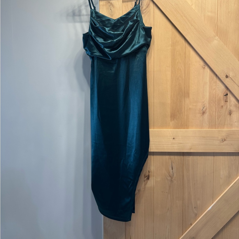 Chic Asymmetrical Teal Dress